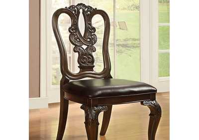 Bellagio Brown Cherry Wooden Side Chair [Set of 2],Furniture of America