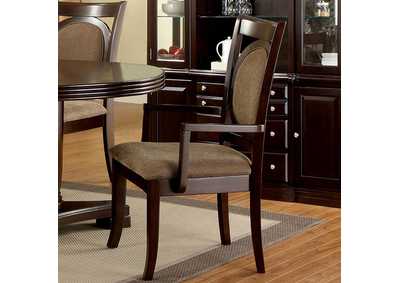 Evelyn Dark Walnut Arm Chair [Set of 2],Furniture of America