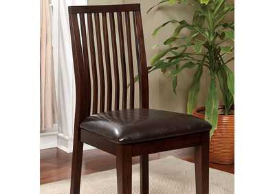 Reyes l Walnut Padded Leatherette Side Chair (Set of 2),Furniture of America