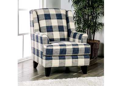 Nash Blue/White Checkered Chair,Furniture of America