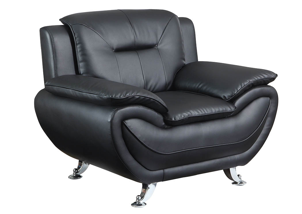 Black Leather Look Chair w/Chrome Legs,Furniture World Distributors