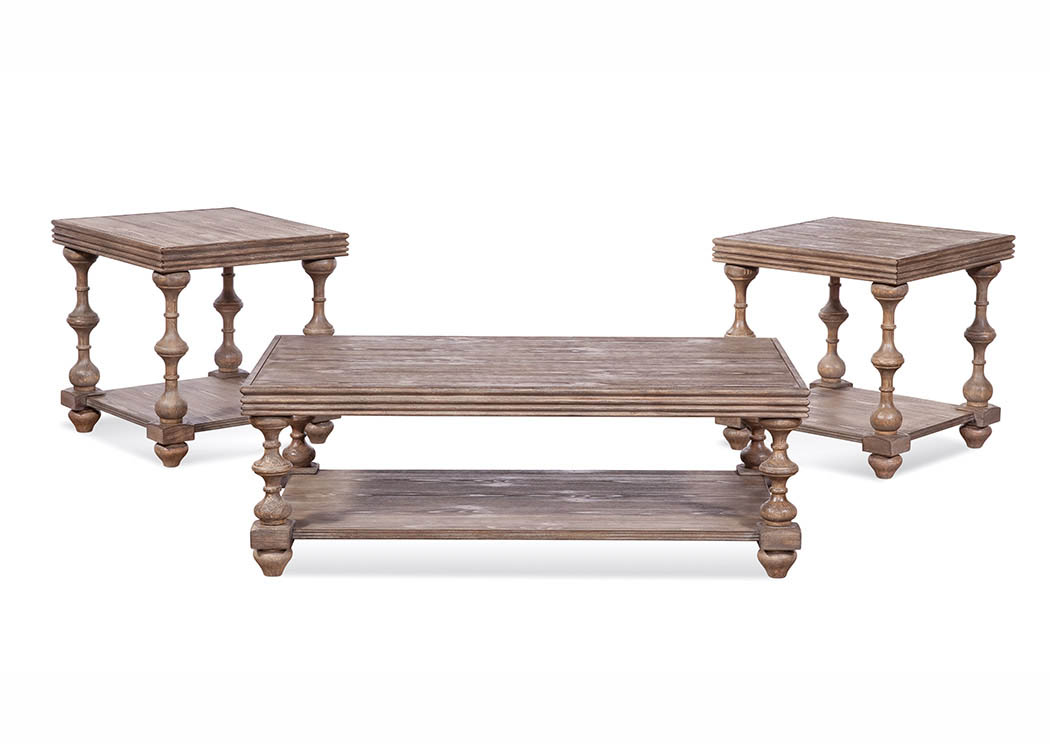 Washed Oak Coffee Table & 2 Ends,Furniture World Distributors
