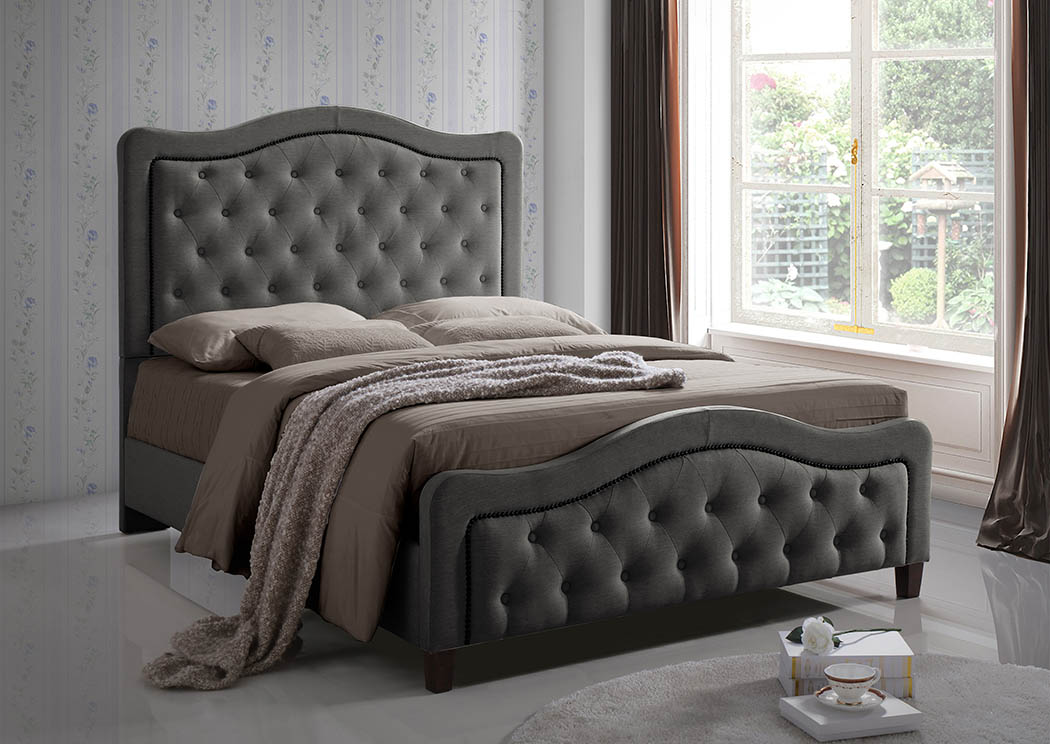 Gray Linen Upholstered Full Bed,Furniture World Distributors
