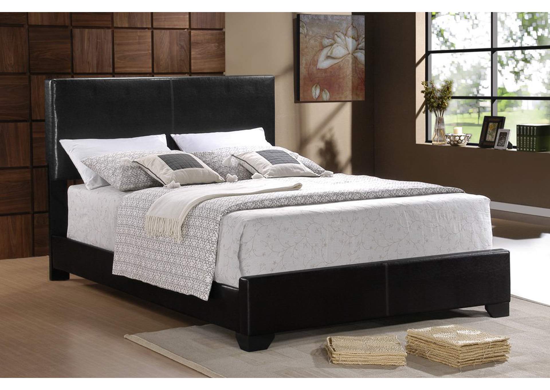 Black Upholstered Queen Bed,Furniture World Distributors