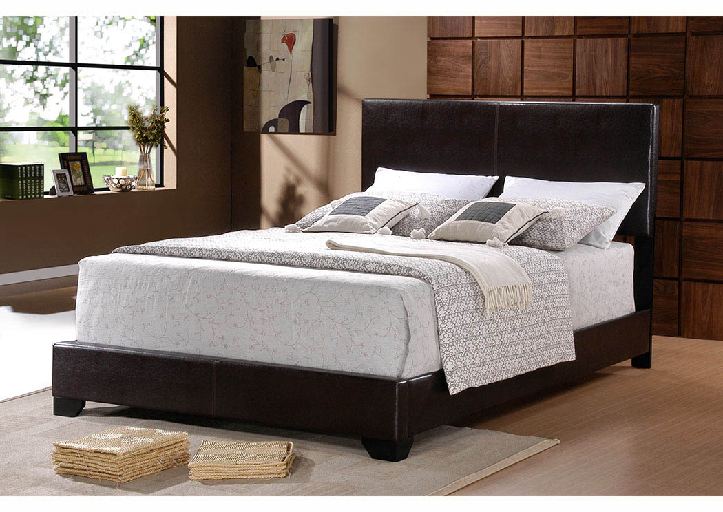 Brown Upholstered Platform Queen Bed,Furniture World Distributors