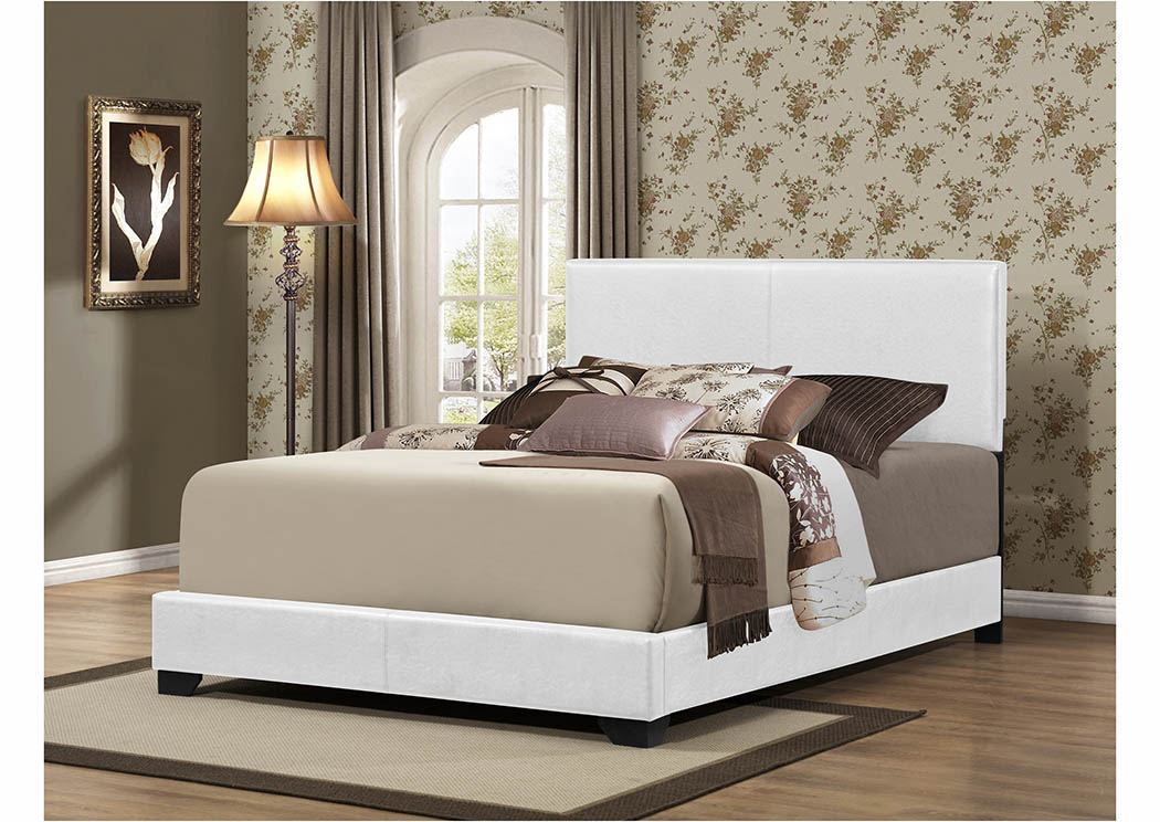 White Upholstered Queen Bed,Furniture World Distributors