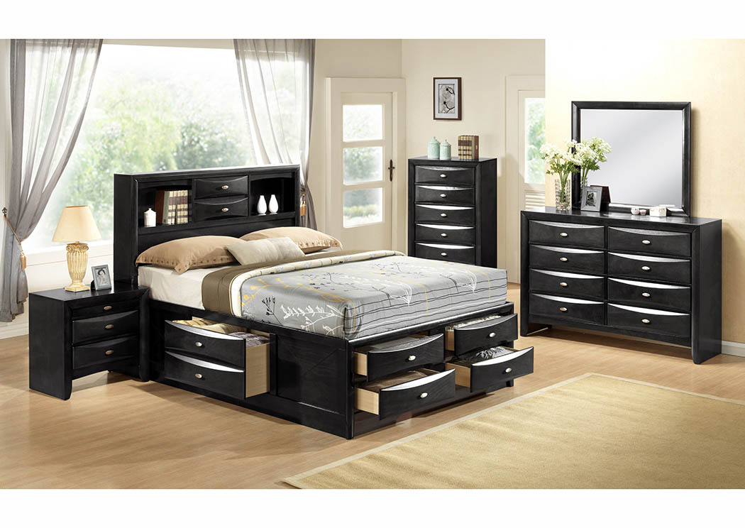 Black Bookcase Storage Queen Bed,Furniture World Distributors
