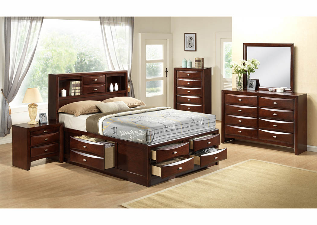 Cherry Bookcase Storage King Bed,Furniture World Distributors