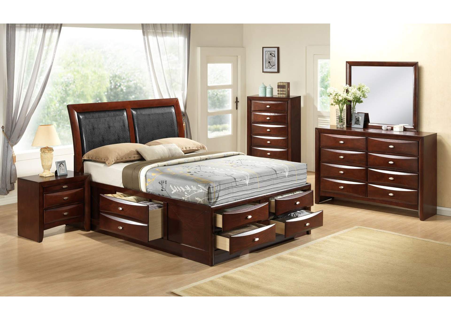 Cherry Storage Queen Bed,Furniture World Distributors