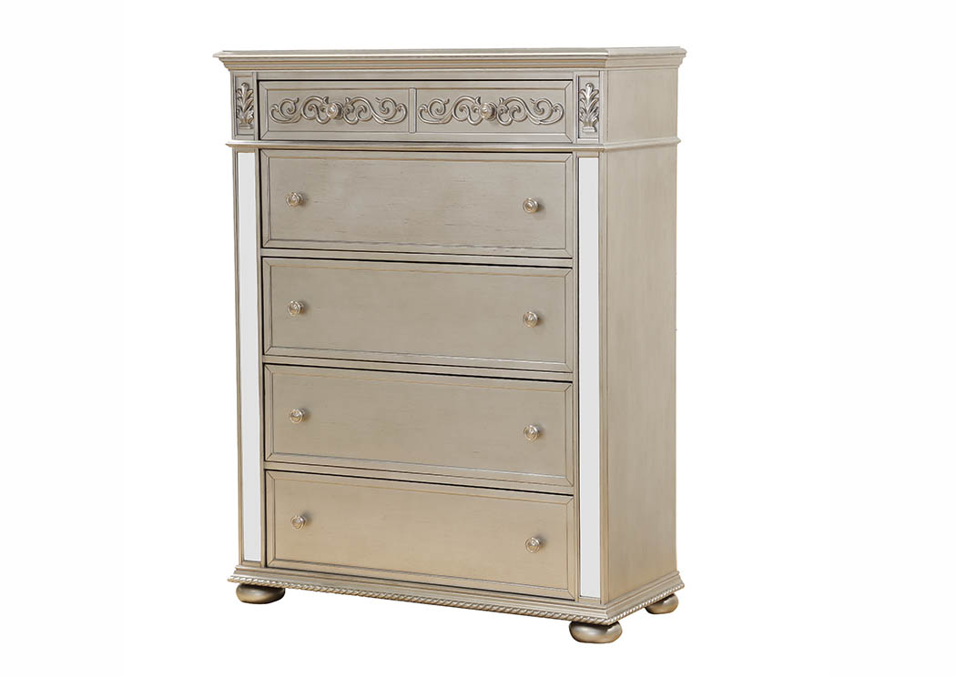 Silver Chest w/Mirror Accents,Furniture World Distributors