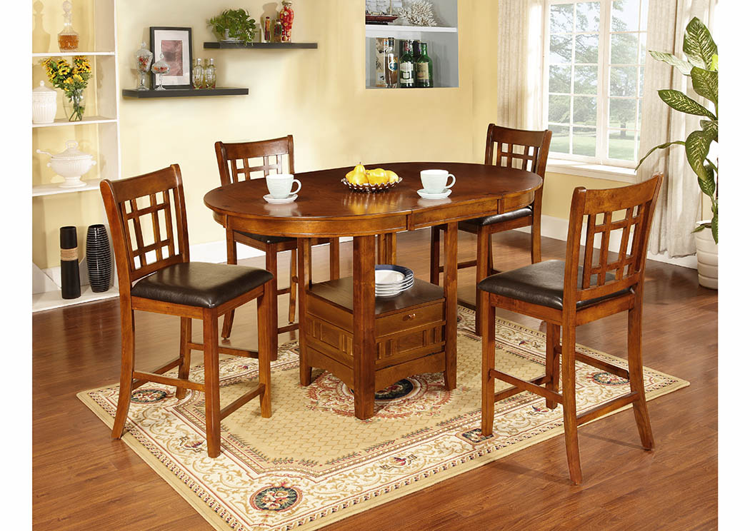 Oak Counter Height Table w/18' Leaf,Furniture World Distributors