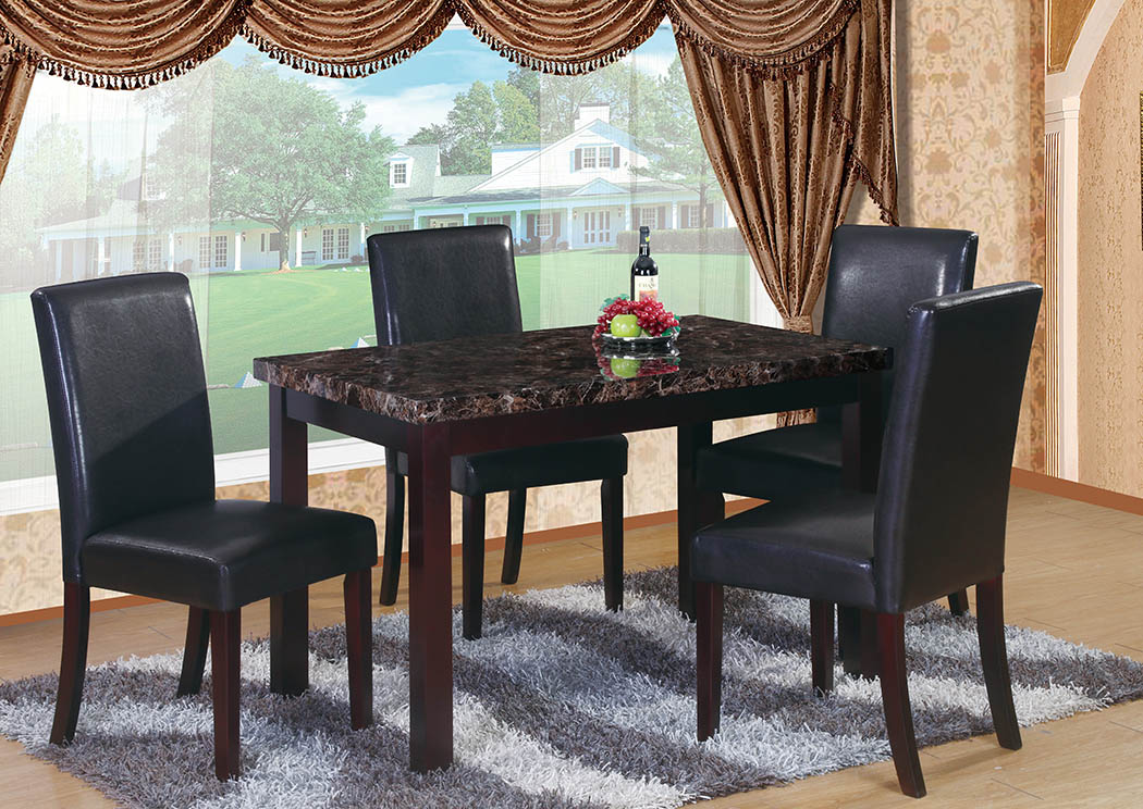 Brown Faux Marble Top Dining Table,Furniture World Distributors