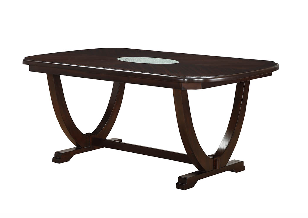 Espresso Dining Table w/Cracked Glass-Insert,Furniture World Distributors