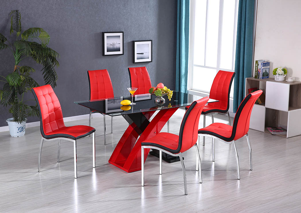 Red & Black Upholstered Dining Chair (Set of 2),Furniture World Distributors