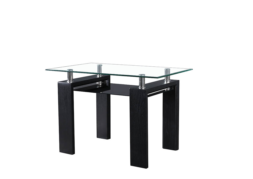 Clear/Black Glass Dining Table w/Storage Shelf,Furniture World Distributors