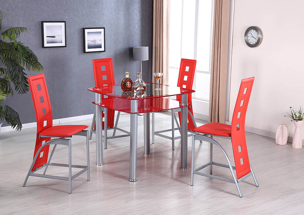 Red/Gray Upholstered Counter Height Chair (Set of 2),Furniture World Distributors