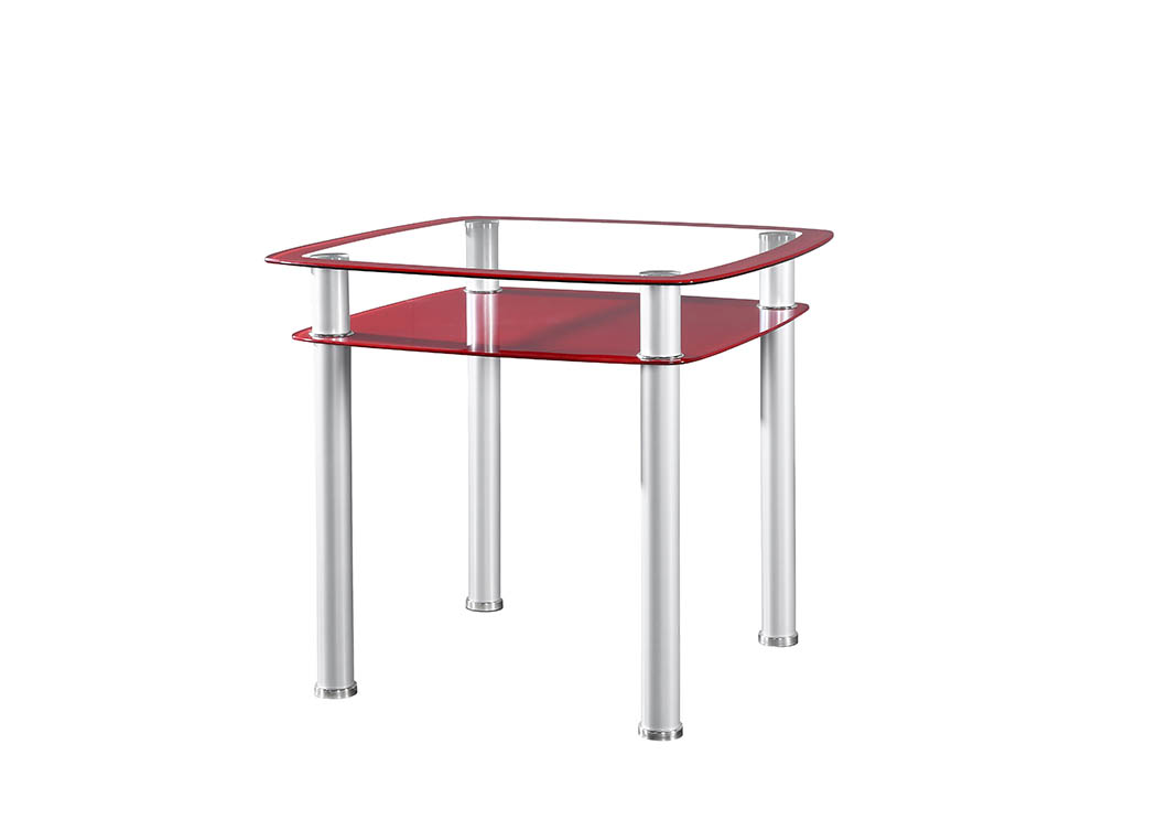 Red/Gray Glass Counter Height Table w/Storage Shelf,Furniture World Distributors