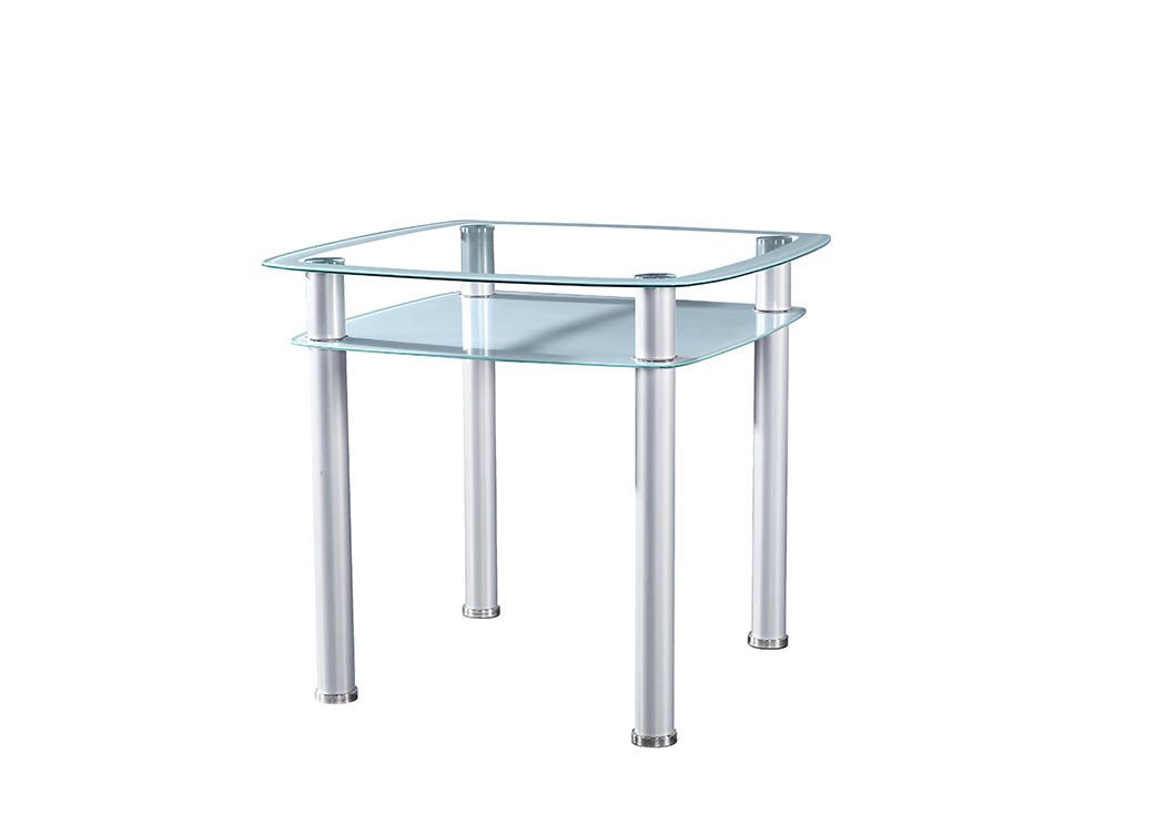 White/Gray Glass Counter Height Table w/Storage Shelf,Furniture World Distributors
