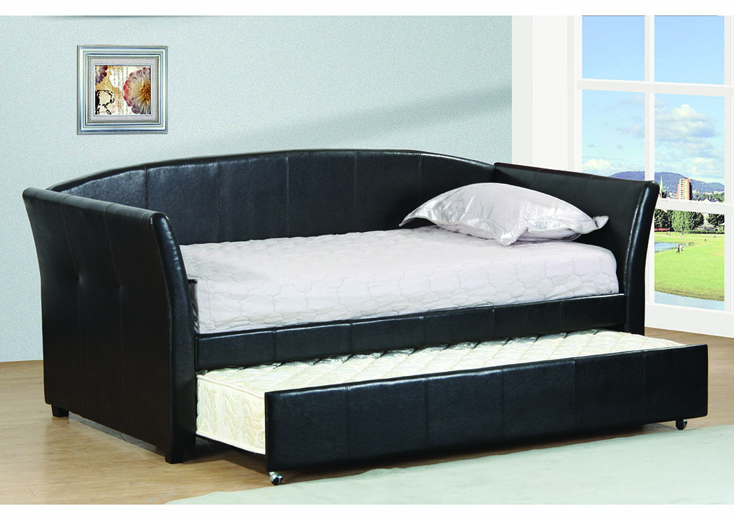Black Upholstered Twin Trundle Daybed,Furniture World Distributors