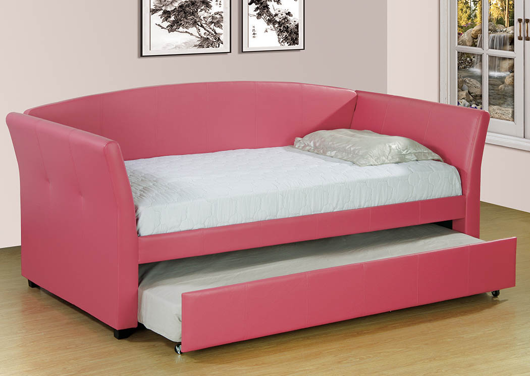 Pink Upholstered Twin Trundle Daybed,Furniture World Distributors