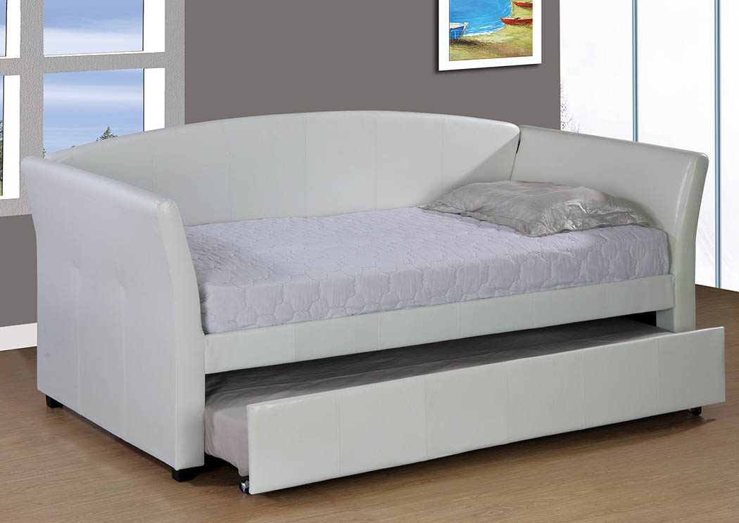 White Upholstered Twin Trundle Daybed,Furniture World Distributors