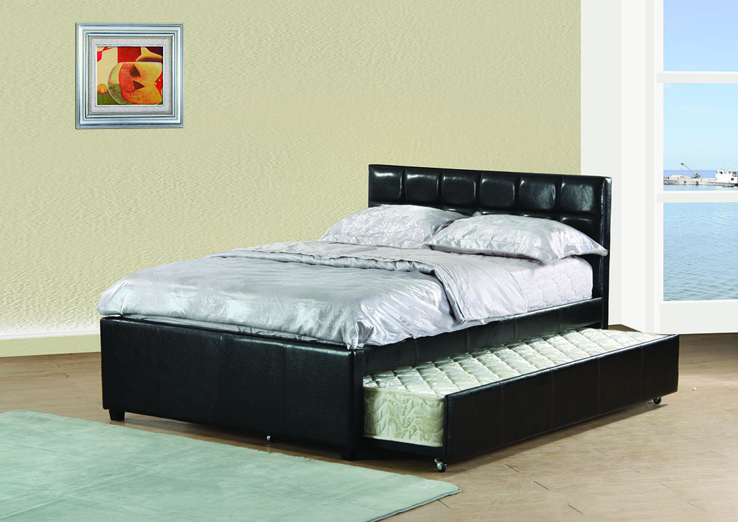Black Upholstered Full Trundle Bed,Furniture World Distributors
