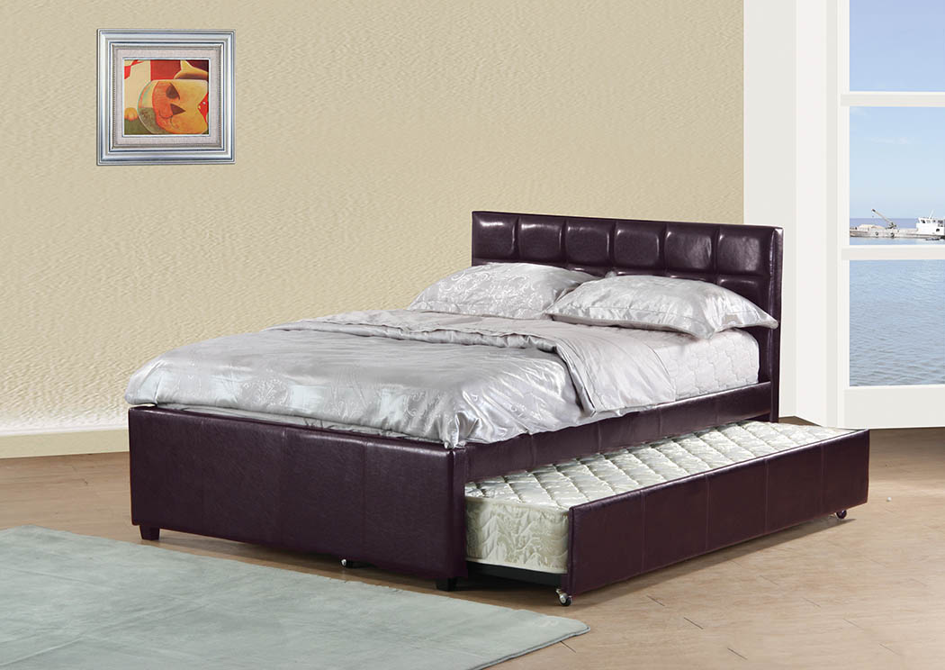 Brown Upholstered Full Trundle Bed,Furniture World Distributors