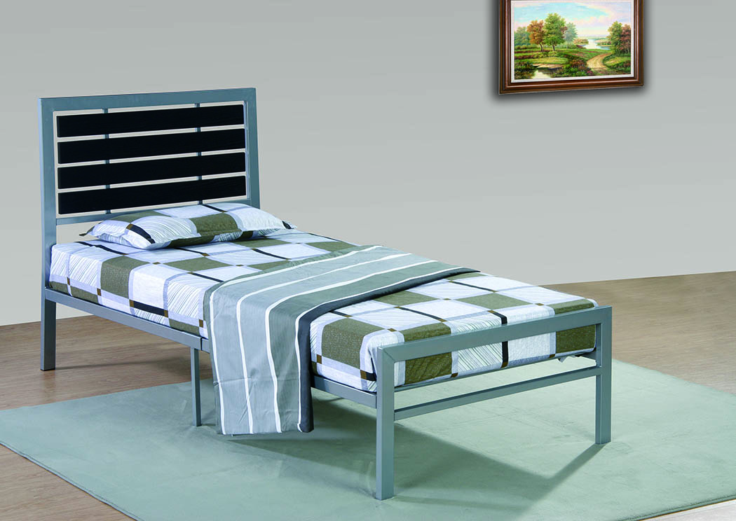 Black/Gray Metal Twin Bed,Furniture World Distributors
