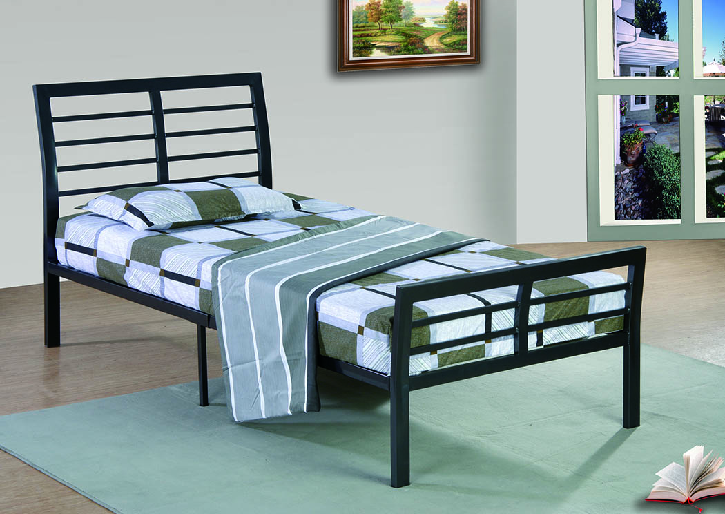 Gun-Metal Gray Metal Twin Bed,Furniture World Distributors