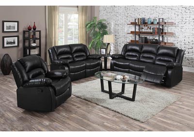 Image for Black Bonded Leather Reclining Sofa & Loveseat