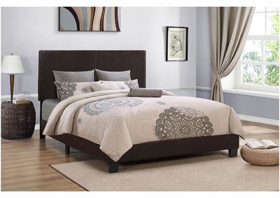 Brown Upholstered Queen Bed