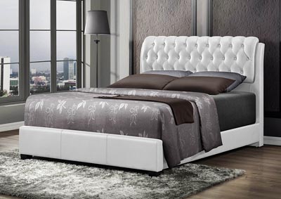 White Upholstered Queen Bed