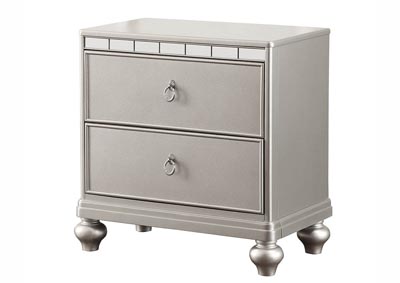 Silver Nightstand w/Mirror Accents