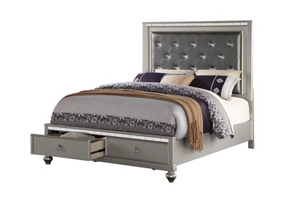 Image for Silver Upholstered Storage Full/Queen Bed w/Mirror Accents