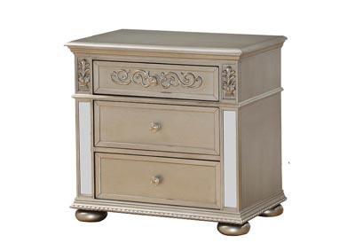 Silver Nightstand w/Mirror Accents