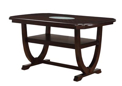 Espresso Counter Height Dining Table w/Cracked Glass-Insert