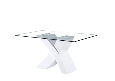 White/Clear Glass Dining Table