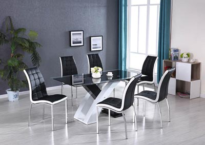 Black & White Glass Dining Table