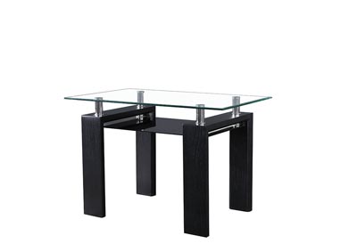 Clear/Black Glass Dining Table w/Storage Shelf