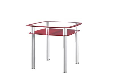 Red/Gray Glass Counter Height Table w/Storage Shelf