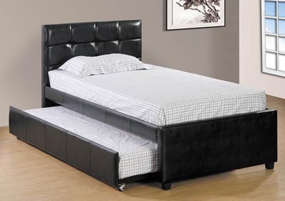 Image for Black Upholstered Twin Trundle Bed