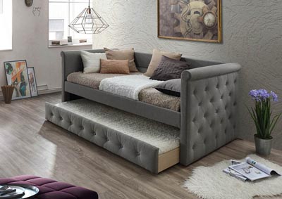 Image for Gray Upholstered Linen Twin Day Bed