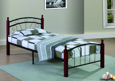 Cherry & Metal Twin Bed