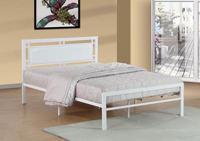 White Upholstered/Metal Twin Bed