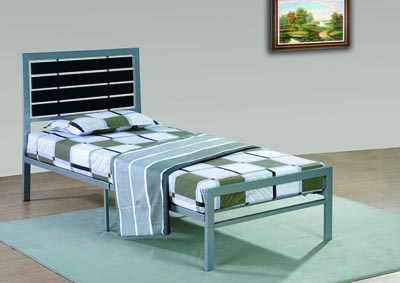 Black/Gray Metal Twin Bed