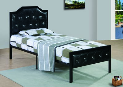 Image for Black Upholstered/Metal Twin Bed
