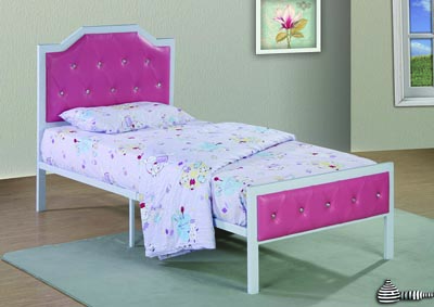 Image for Pink Upholstered/Metal Twin Bed