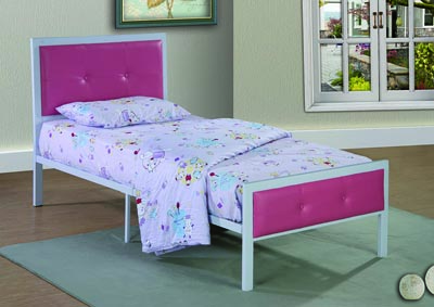 Image for Pink Upholstered/Metal Twin Bed