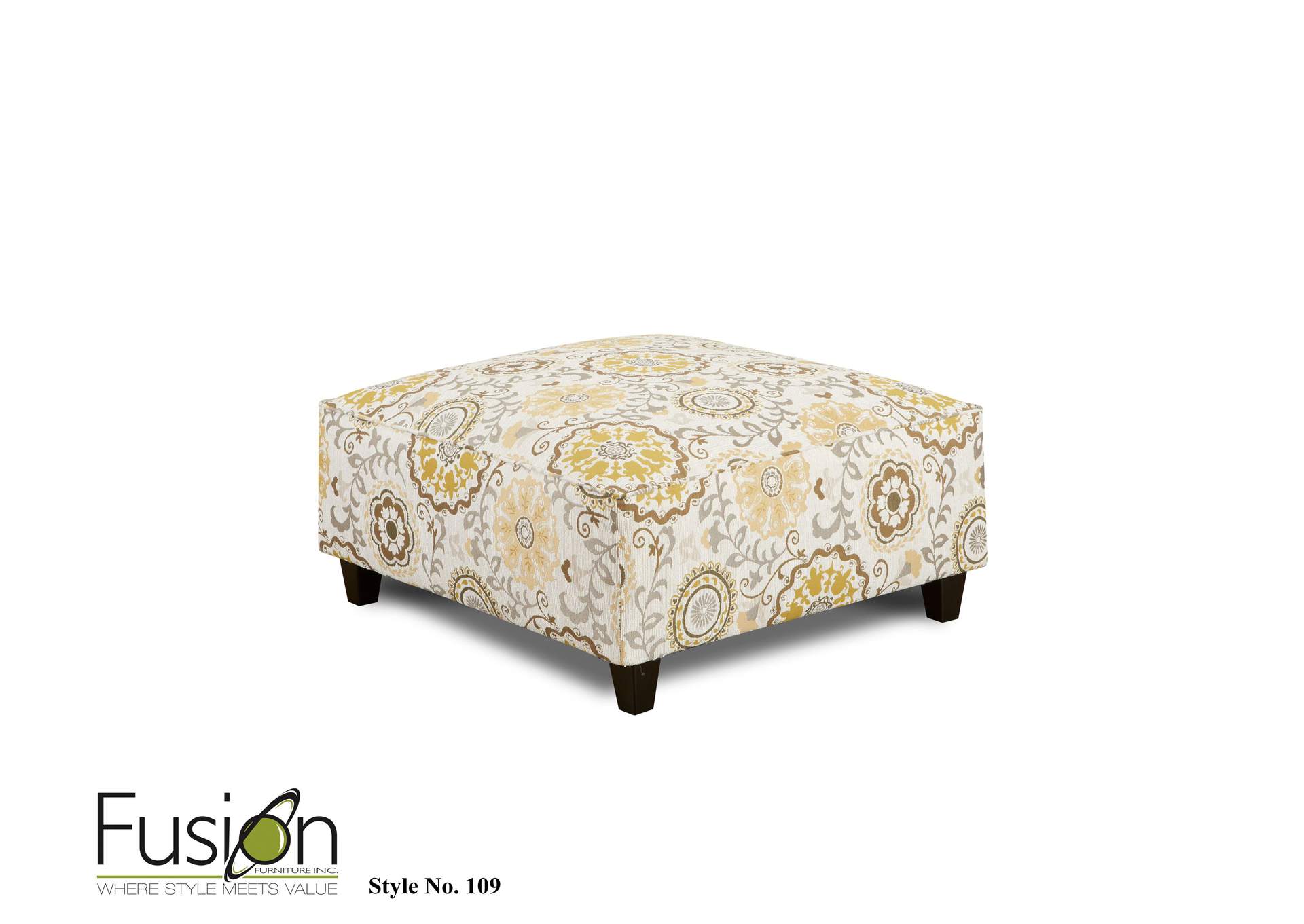 Romero Sterling (Revolution) Alpenrose Daisy Cocktail Ottoman,Fusion Furniture Inc