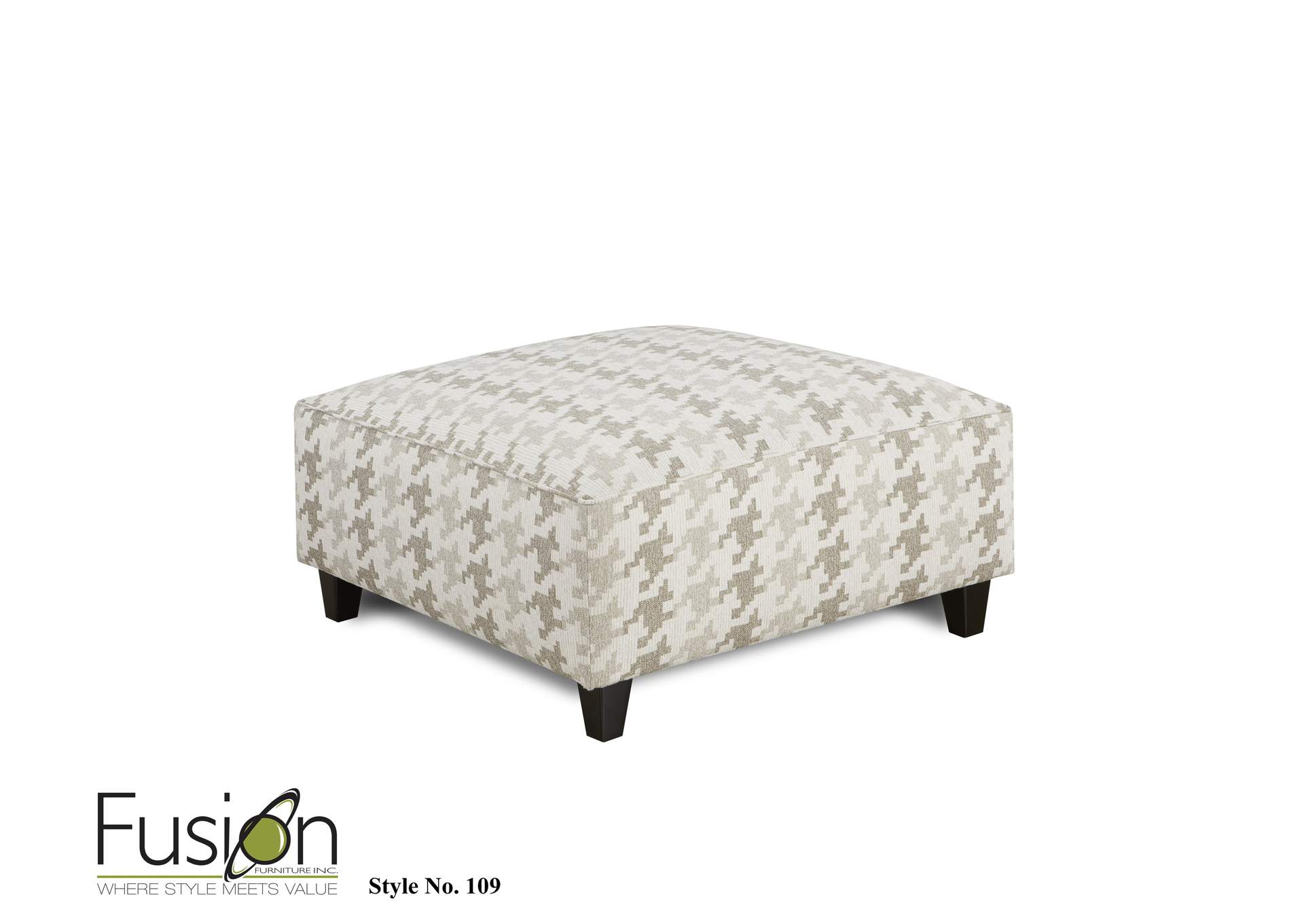 Basic Wool (Revolution) Quill Gray Cocktail Ottoman,Fusion Furniture Inc
